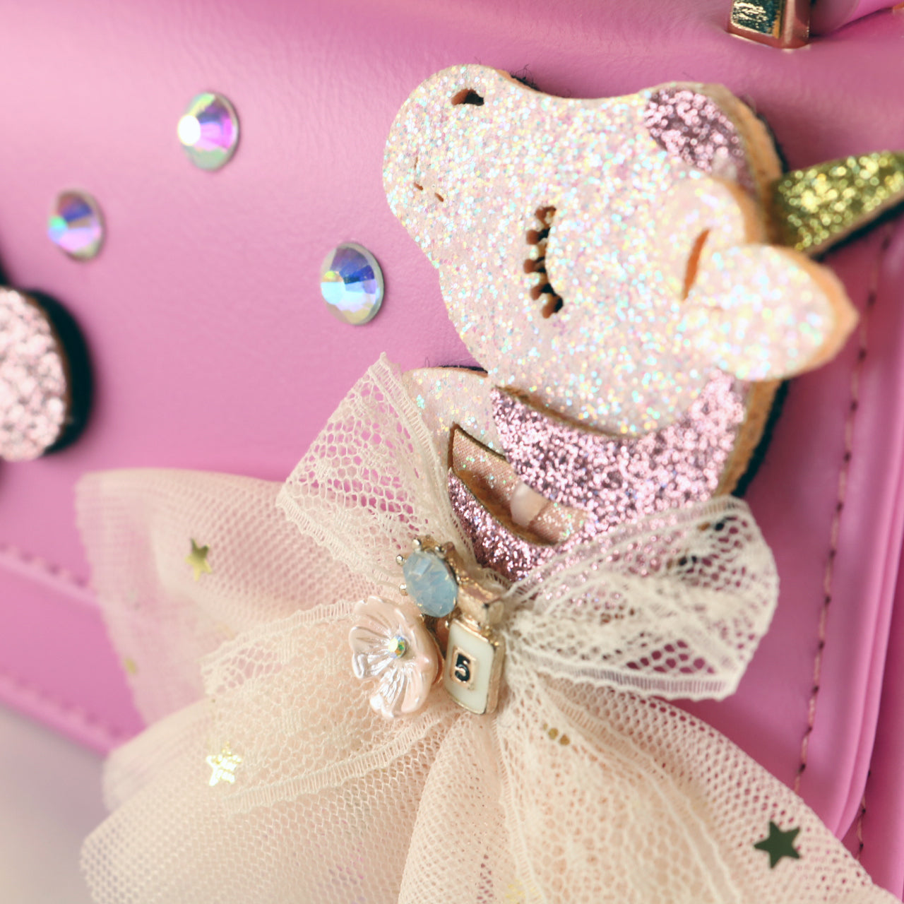 Unicorn & Cherry Applique Purse - Fuchsia - doe a dear