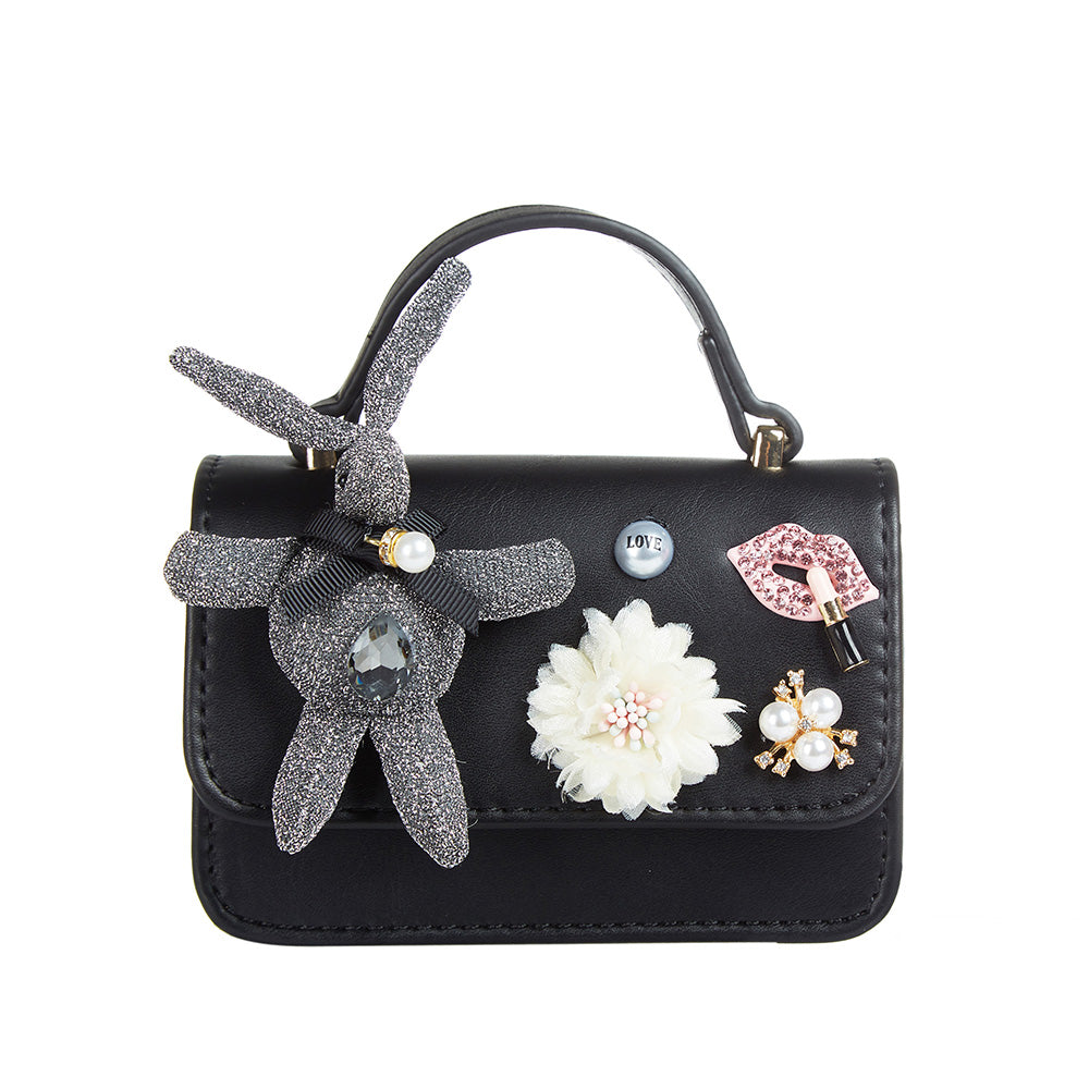 Bunny Applique Purse - Black