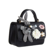Bunny Applique Purse - Black - doe a dear