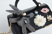 Bunny Applique Purse - Black - doe a dear