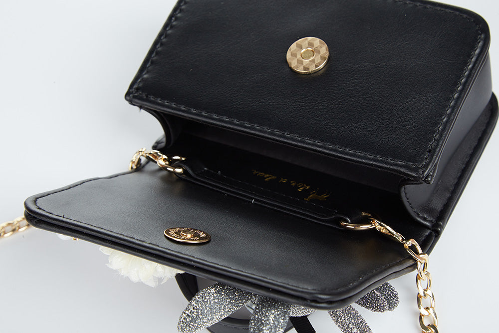 Bunny Applique Purse - Black - doe a dear