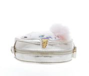 Round Shaped Unicorn Head w/ Fur Cross Body - Gold - doe a dear