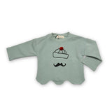 Pom Beanie Scallop Trim w/ Mustache