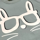 L/S Crew Neck Bunny Glasses Sweatshirt - Sage