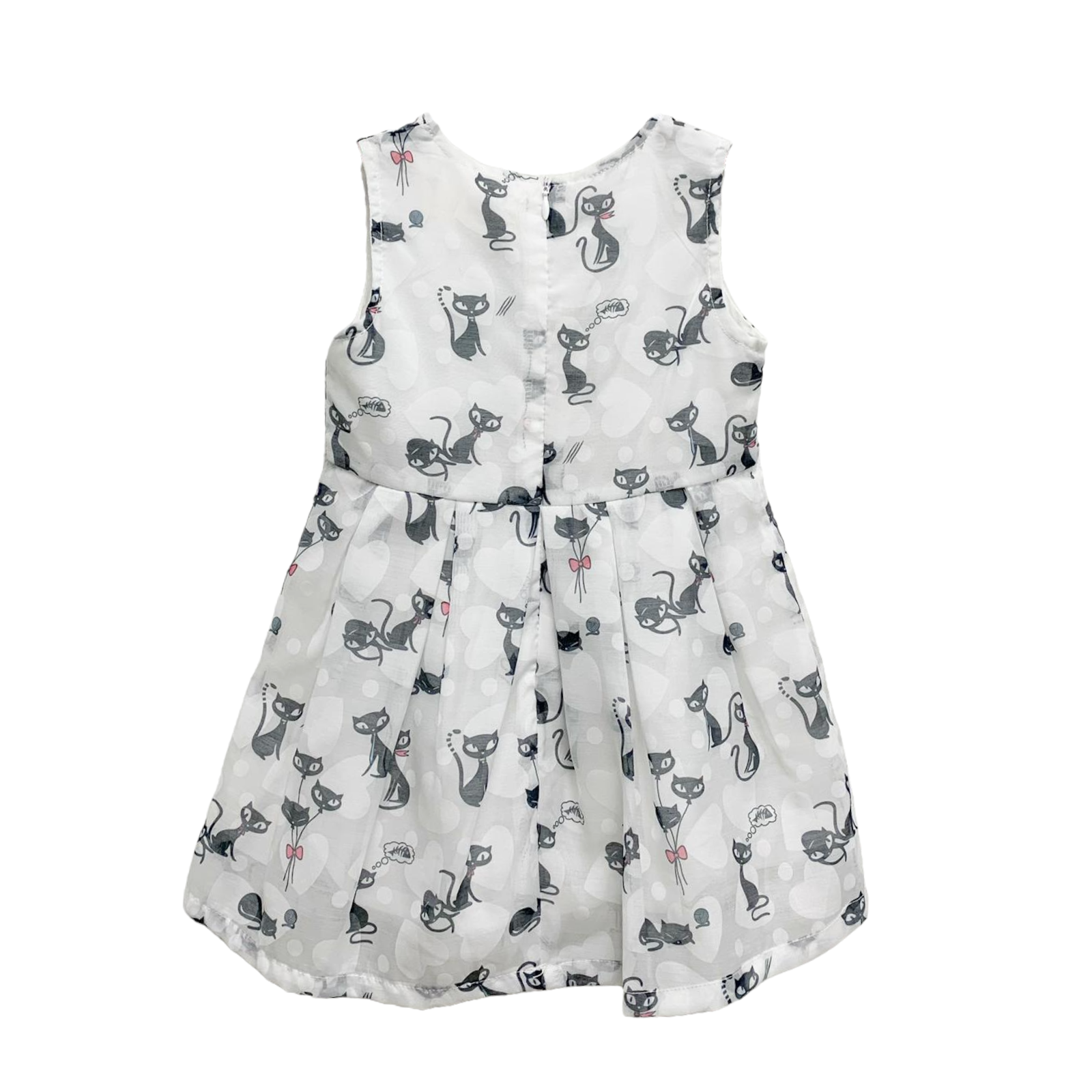 Sleeveless Cat Print A Line Dress - doe a dear