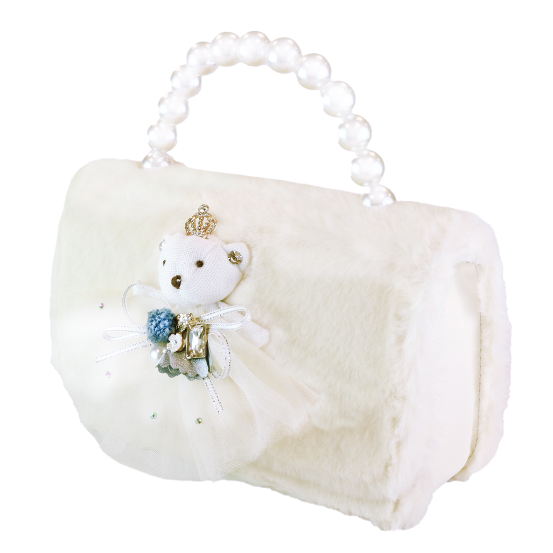 Princess Bear Furry Purse - Beige - doe a dear
