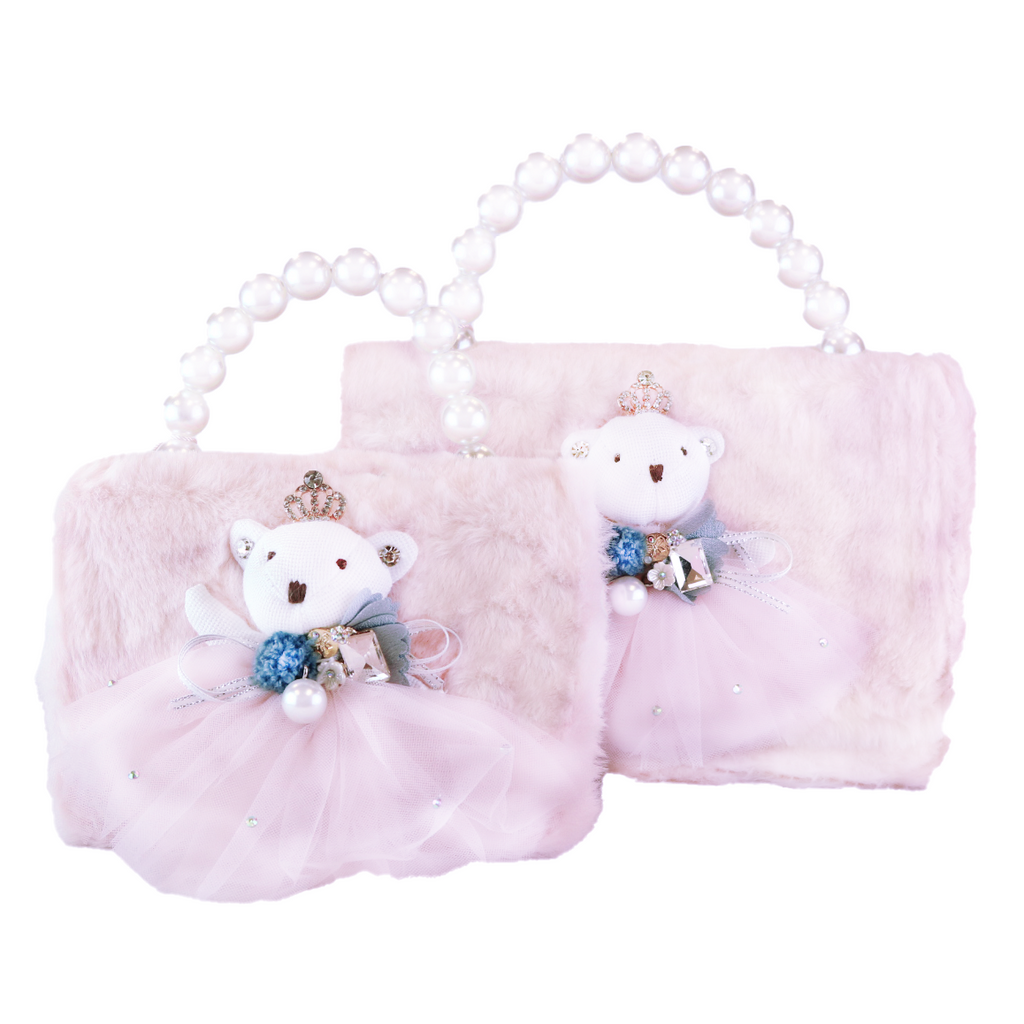 Princess Bear Furry Purse - Pink