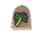 Sequin Palm Tree Coin Purse Key Chain - Doe a Dear 