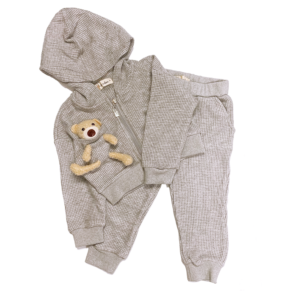 Teddy Hooded Loungewear Set - Grey