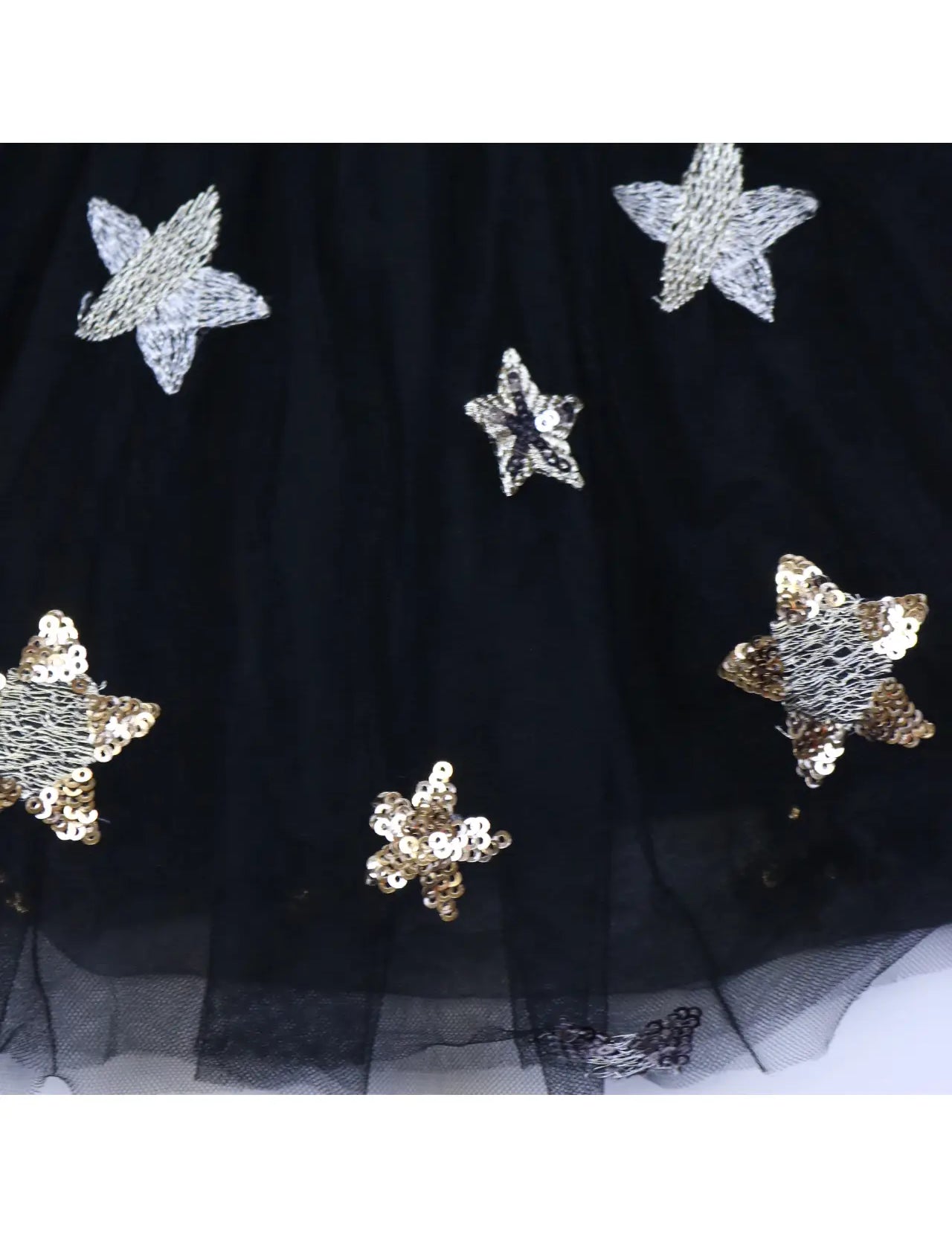 Star Embroidered & Sequined Skirt - Black - doe a dear
